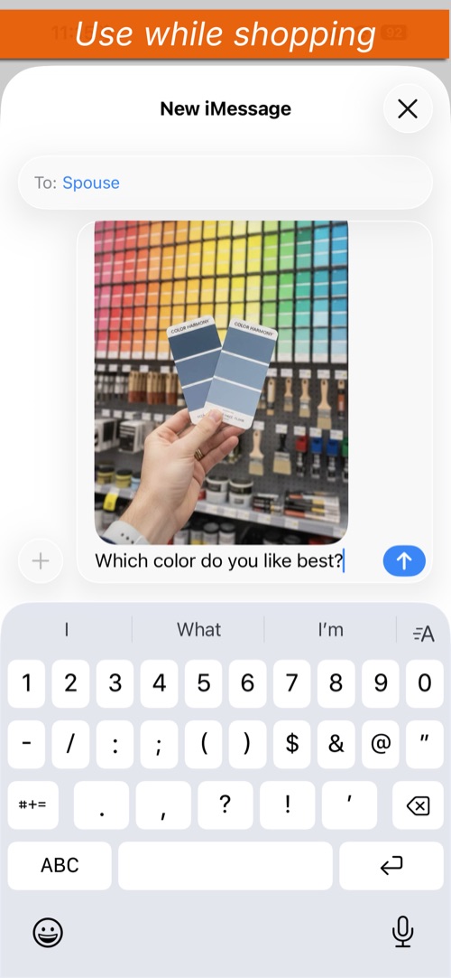 Sending a shopping photo via iMessage