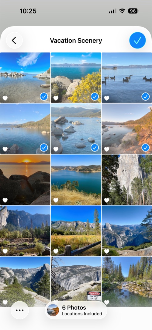 Photo selection screen